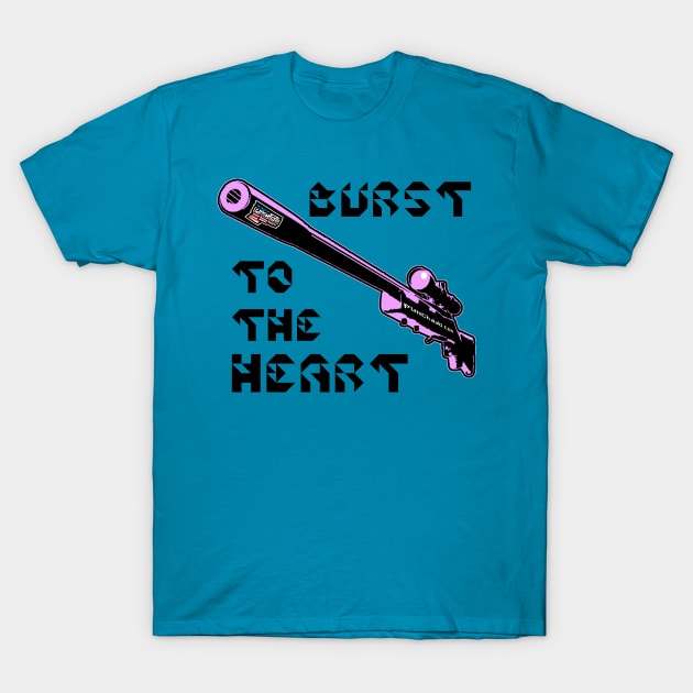 Burst To The Heart, v. Code Pink T-Shirt Blk Text T-Shirt by punchado